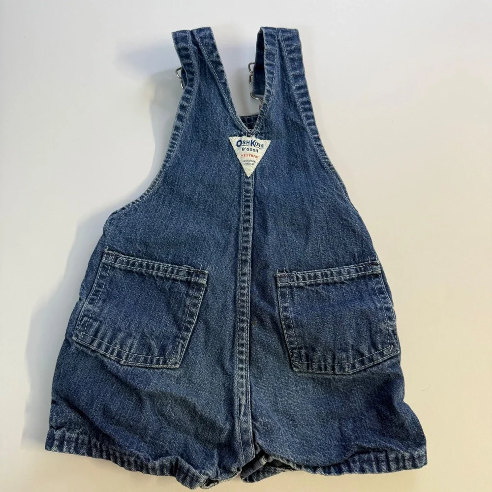 Vintage 90s Oshkosh B'gosh Vestbak Overalls Shortalls Romper Denim 18 months
